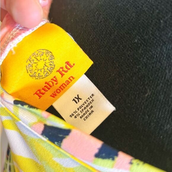 Ruby Rd. Woman 1X Tropical Leaf Print Sleeveless Maxi Dress Multicolor - Picture 8 of 9